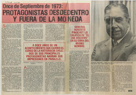 Recorte de prensa de La revista del mundo, titulado, "Once de septiembre de 1973: protagonis...