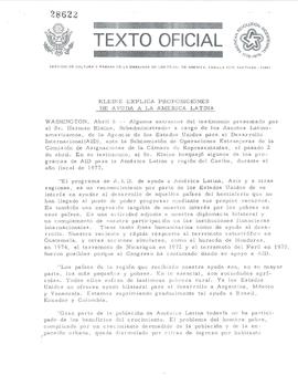 Declaración de Herman Kleine sobre proposiciones de ayuda para América Latina y región del Caribe...