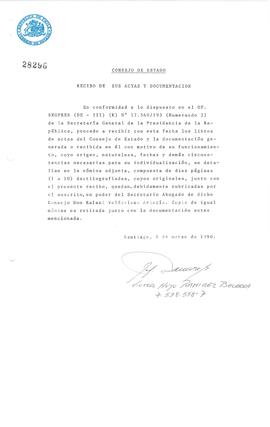 [Recibo de actas y documentación del Consejo del Estado]