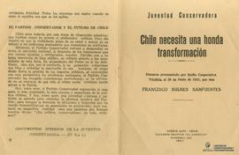 Copia escrita del discurso "Chile necesita una honda transformación", pronunciado por F...