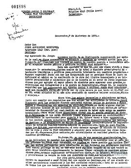 Carta firmada dirigida a Jorge Alessandri Rodríguez en respuesta por la adherencia presidencial y...