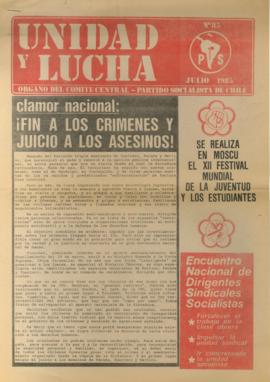 Unidad y lucha, julio de 1985, núm., 85