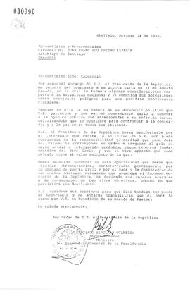 Carta del secretario general de la presidencia [Santiago Sinclair Oyaneder] a Juan Francisco Fres...