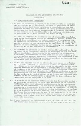 Creación de Institutos Culturales Comunales