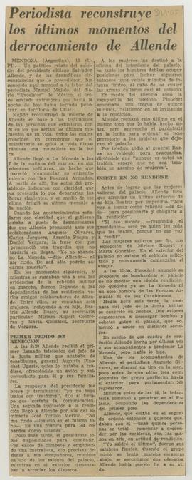 Recorte de prensa de nota en periódico ecuatoriano El Comercio, titulado "Periodista reconst...