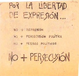 Panfleto de Juventud Demócrata Cristiana exigiendo libertad de expresión ante el Régimen Militar