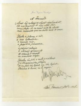 Poema manuscrito y firmado para Consuelo [desconocido] por parte de Juan Guzmán Cruchaga
