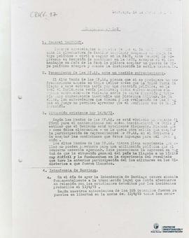 Fotocopia de memorándum Nº 242 con información sobre general Alberto Bachelet, postura de las FF....