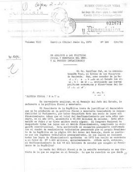 Un análisis a las políticas fiscal y monetaria del gobierno y al proceso inflacionario