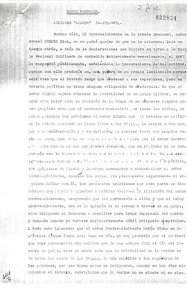 [Critica al Contraalmirante Ismael Huerta Díaz por sus declaraciones públicas]