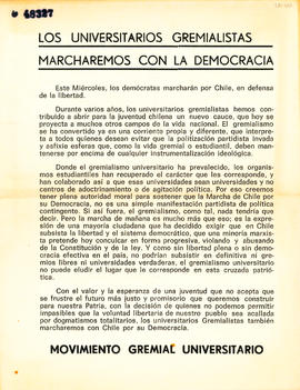 Panfleto con declaración de motivos del Movimiento Gremial Universitario
