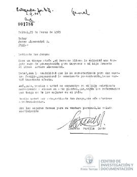 Carta firmada de Ernesto Murillo Costa a Jorge Alessandri