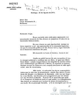 Carta de Germán Picó Cañas a Jorge Alessandri
