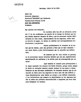 Carta de Jorge Alessandri a Bernardo Schmutzer
