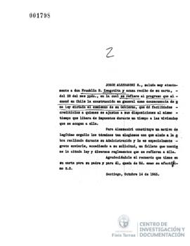Carta de Jorge Alessandri a Franklin B. Zengotita