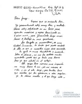 Carta escrita a mano de "Pancho" a Jorge Alessandri