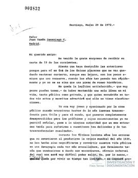Carta de Jorge Alessandri a Héctor Rojas Albornoz