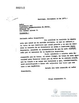 Carta de Jorge Alessandri a Gral. Anibal Alvear G.