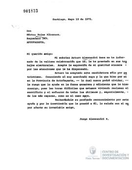 Carta de Jorge Alessandri a Armando Roa