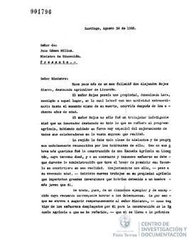 Carta de Jorge Alessandri a Juan Gómez Millas