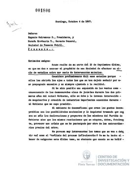 Carta de Jorge Alessandri a Eugenio Heiremans y Hernán Errazuriz