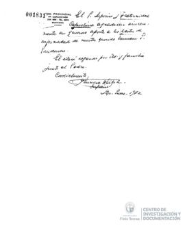 Carta de Jorge Alessandri a Juan Ramón Samaniego