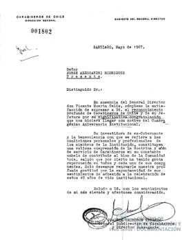 Carta firmada de Joaquín Chinchon Herrera a Jorge Alessandri
